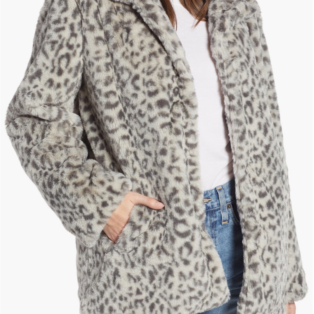 EUC Leopard Print Faux Fur Coat